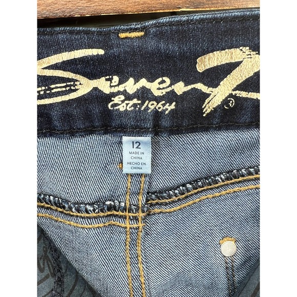 Seven 7 Tummyless High Rise Skinny Jeans Dark Wash Women's Size 12 - Picture 5 of 9